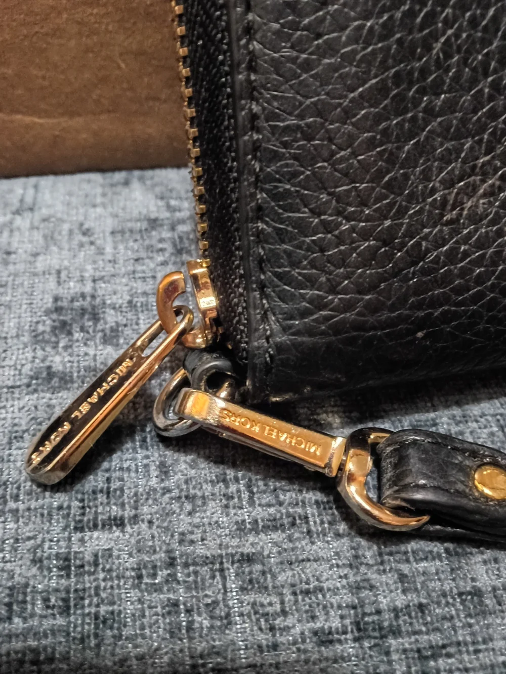 Michael Kors Black Leather Zip-Around Wristlet Wallet